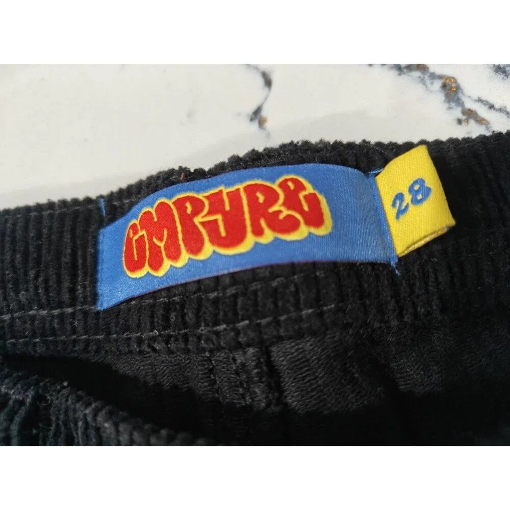 Empyre Relax Black Corduroy Pants Back Patch Mens Size 28 (Actual 28x28)